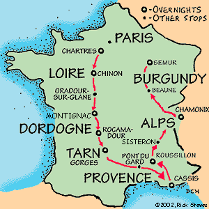 Itinerary map, copyright Rick Steves, 2002