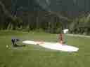 Laying out the chute after landing Laying out the chute after landing