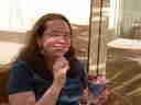 Erin enjoys her strawberry and chocolate gelati Erin enjoys her strawberry and chocolate gelati