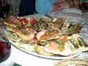 bruschetta assortment (salmon, tomato, cheese and mushroom, grilled eggplant)