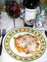 a truly excellent pasta in eggplant, mushroom, and tomato sauce