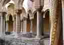 elaborately decorated columns in the cloisters