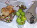 Lunch: seafood salad; breaded, fried, and grilled chicken breast; fresh figs; and leftover olives Lunch: seafood salad; breaded, fried, and grilled chicken breast; fresh figs; and leftover olives